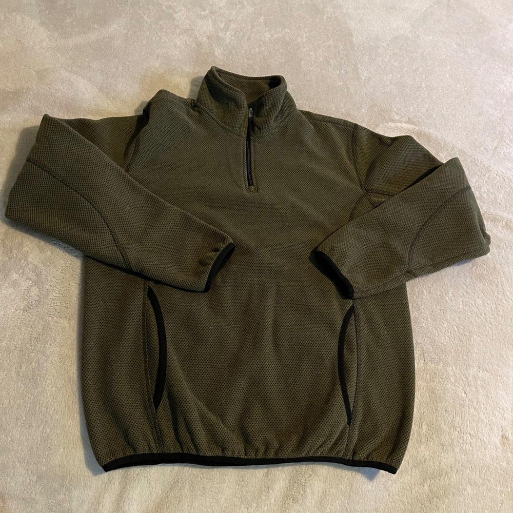 Powder River Outfitters Panhandle Mens Green Fleece‎ 1/4 Zip Pullover Jacket S
